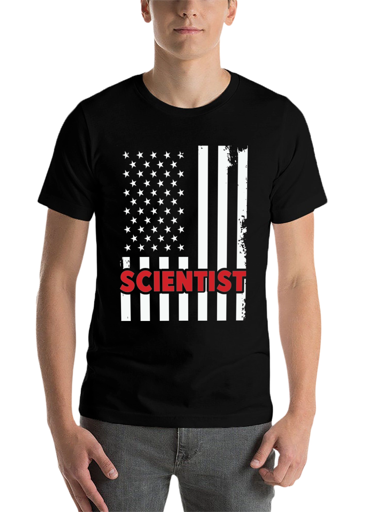 Black Scientist USA Flag Graphic T-Shirt view 7