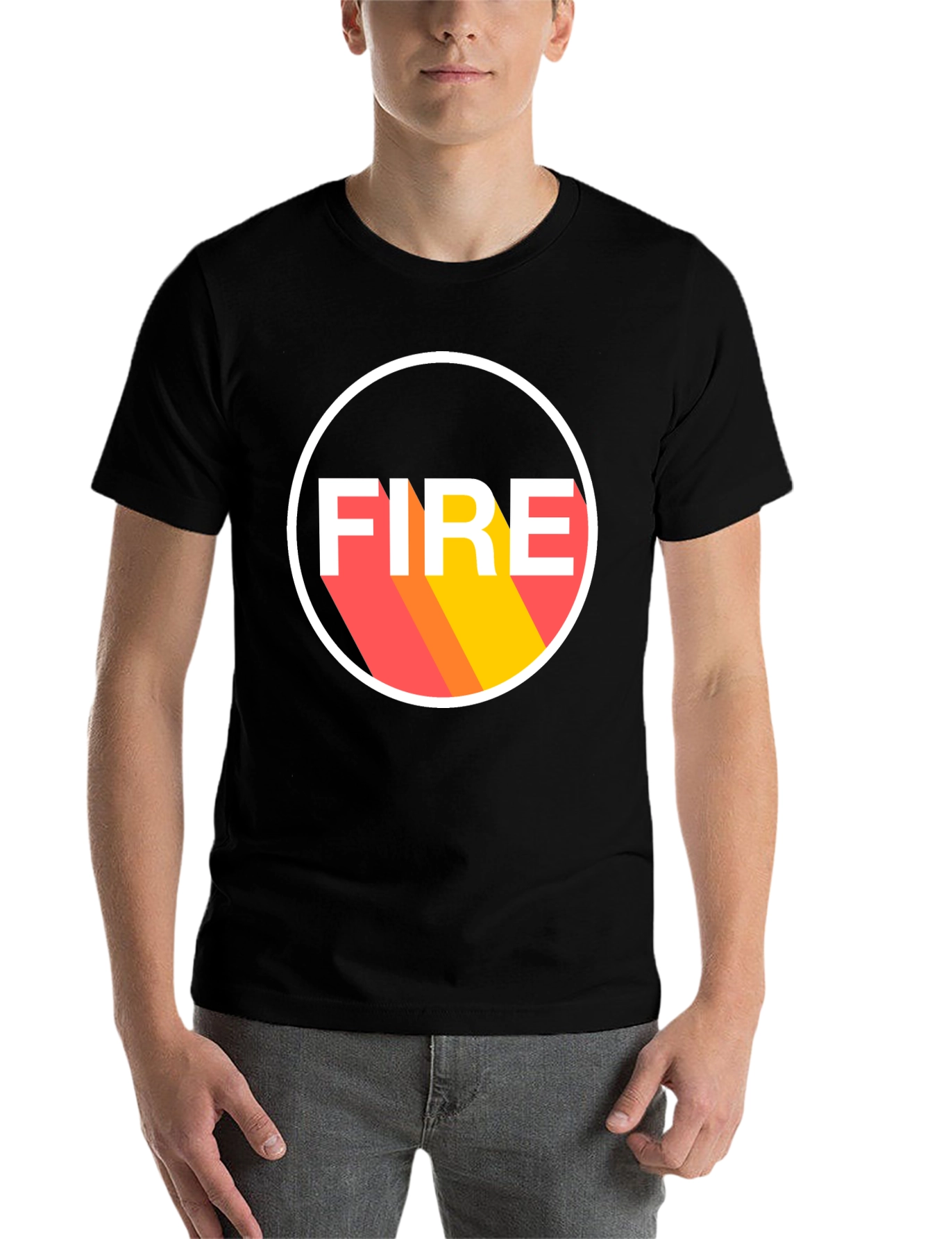 Black FIRE Graphic Tee - Bold Statement Shirt view 7