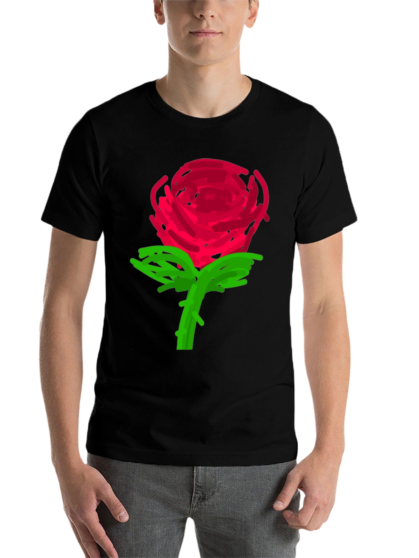 Rose Graphic Black T-Shirt - 7