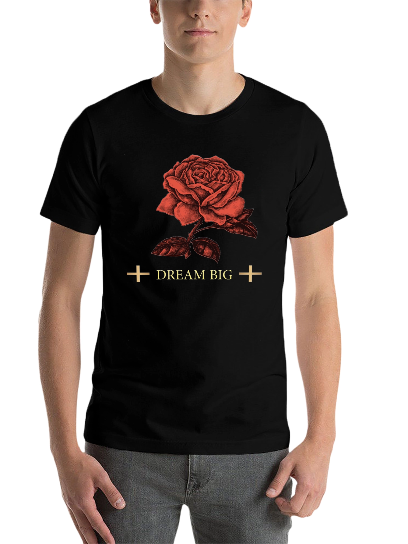 Black Dream Big Rose Graphic Tee - Soft Cotton view 7