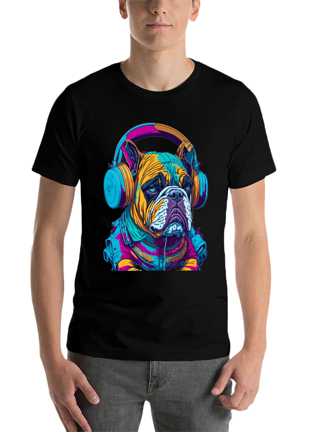 Black Bulldog DJ Graphic Tee - Trendy Streetwear view 7