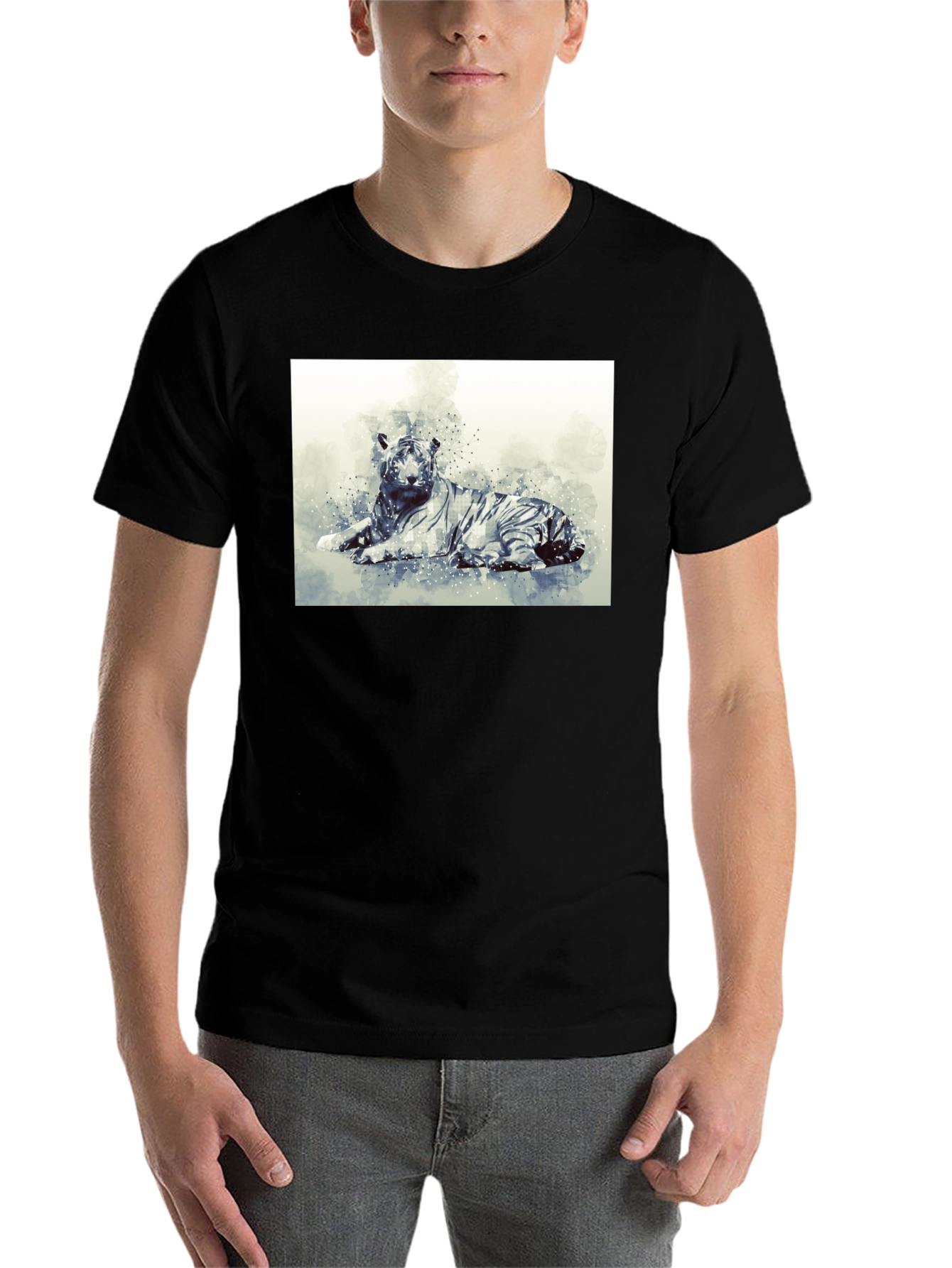 Black Tiger Graphic Print Black T-Shirt view 7