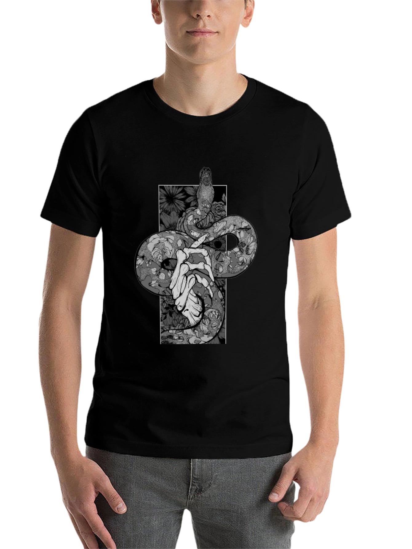 Black Snake & Bones Graphic Black T-Shirt view 7