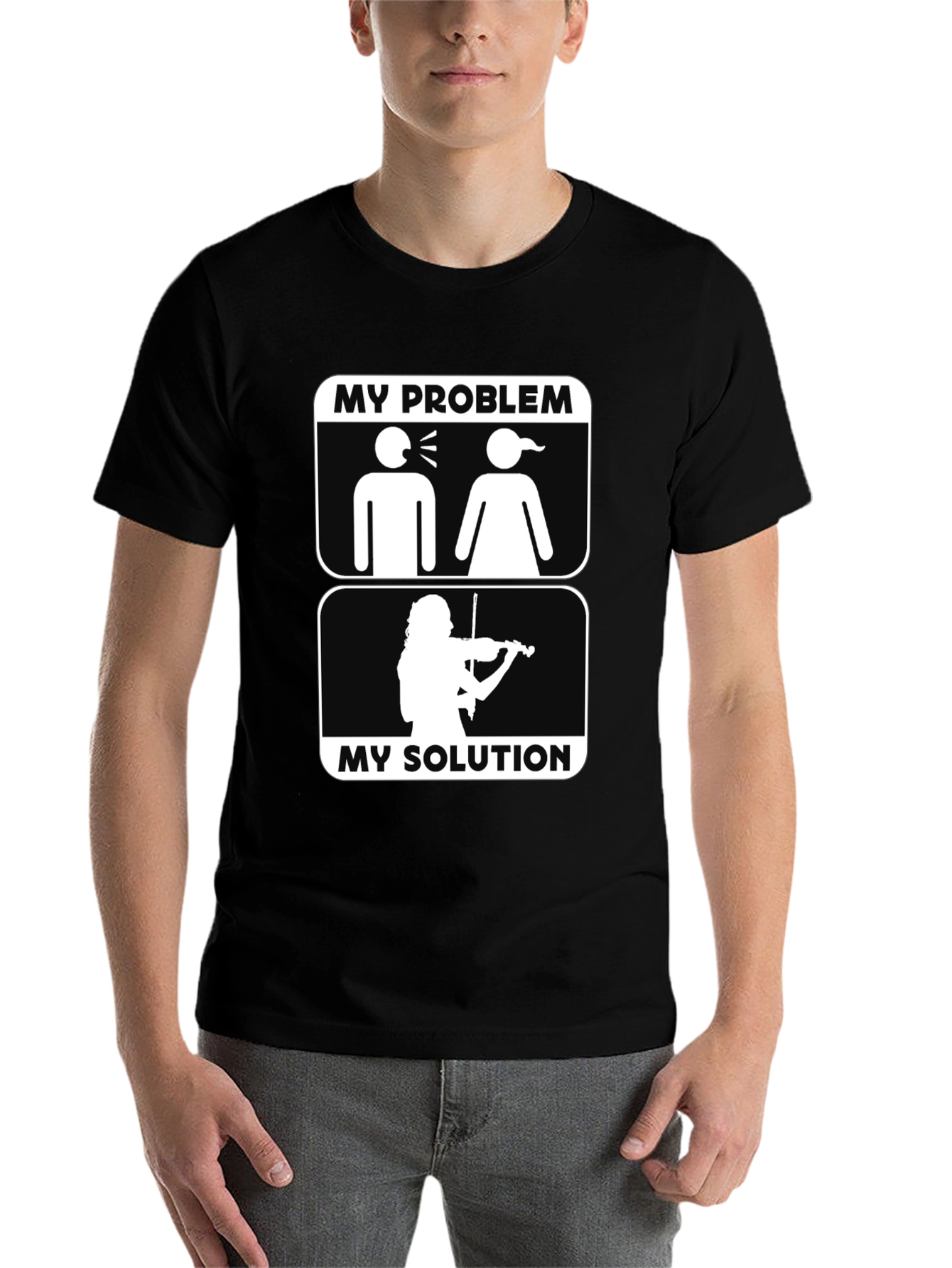 Black My Problem, My Solution T-Shirt, Violin Lover view 7