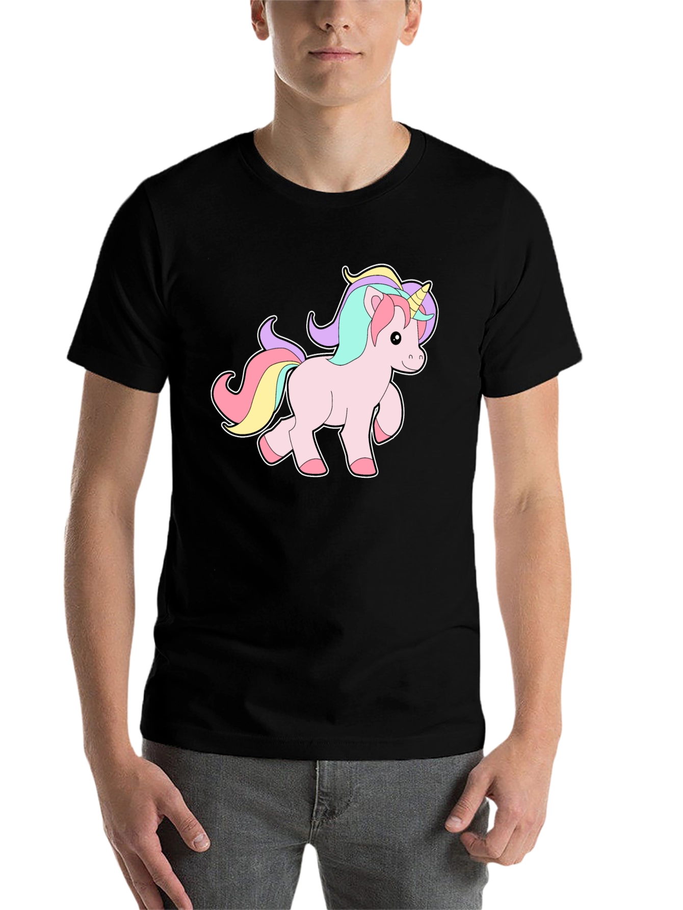 Black Unicorn Graphic Tee - Men's Black T-Shirt view 7