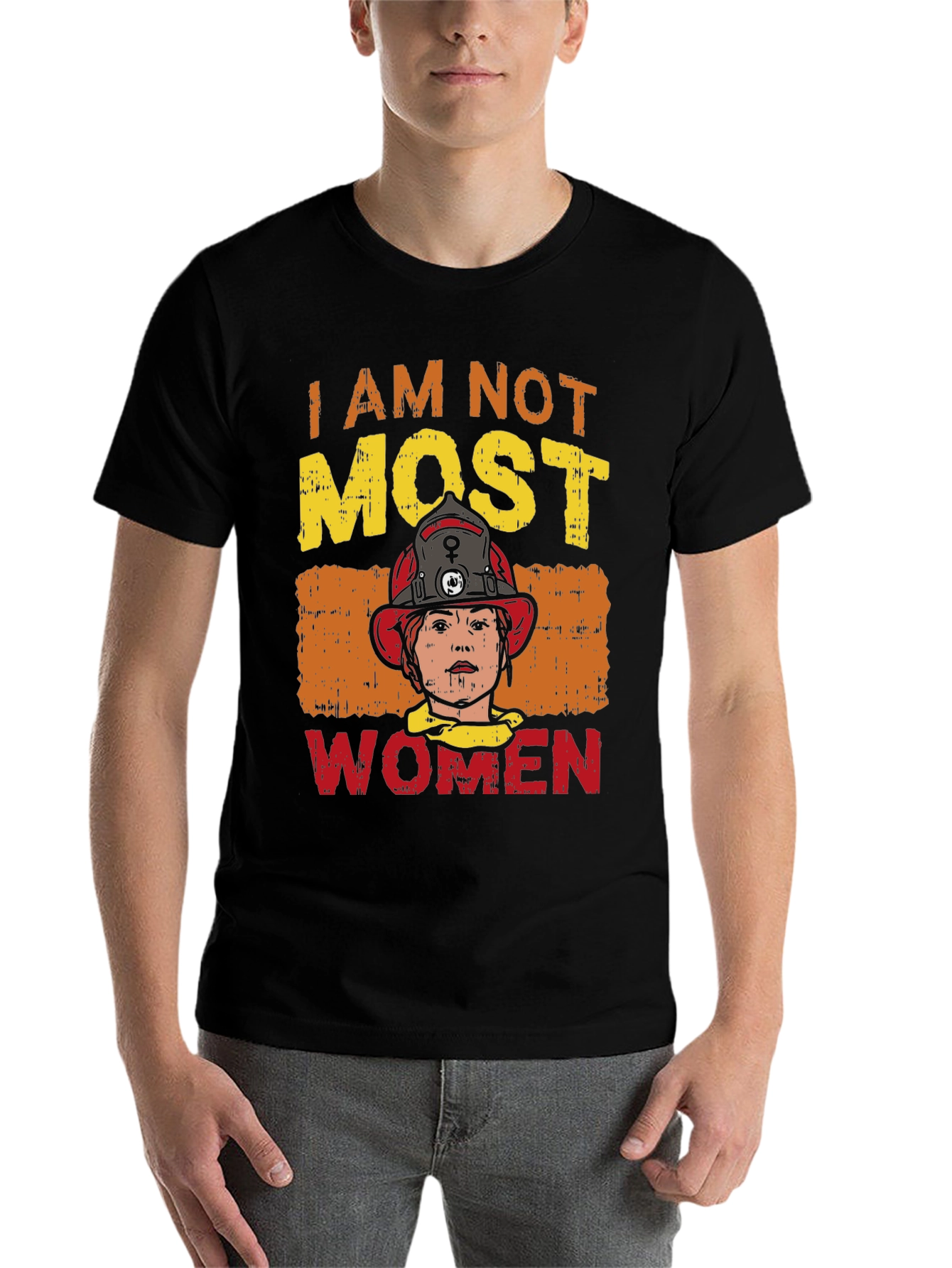 Black I Am Not Most Women Firefighter Graphic T-Shirt view 7