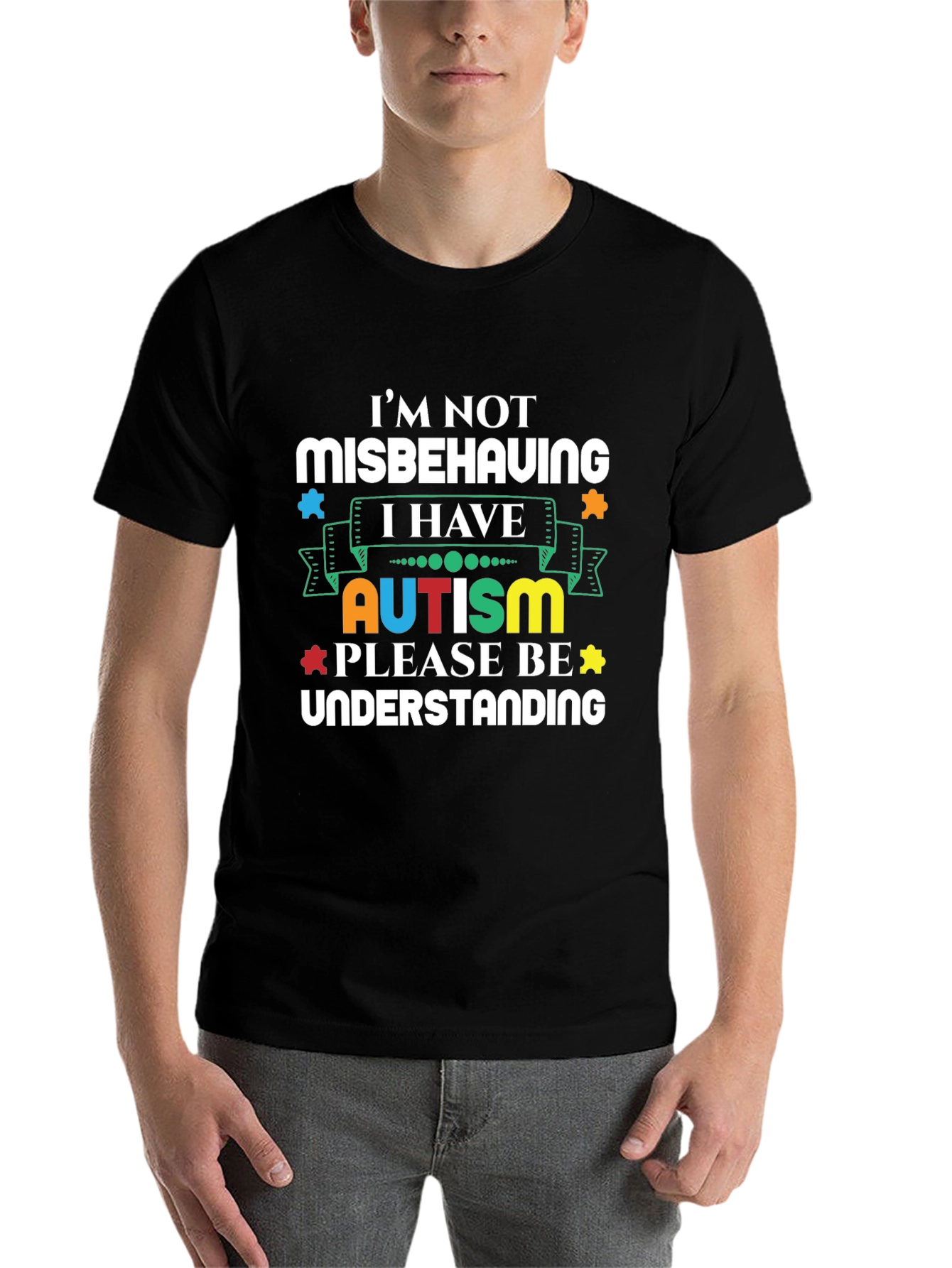Black Autism Awareness Graphic T-Shirt view 7