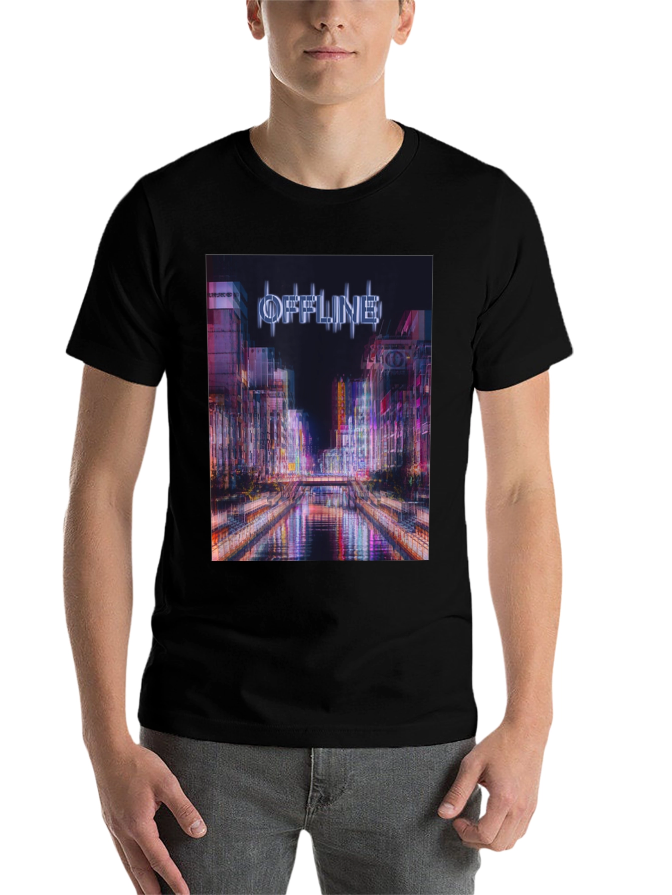 Black Offline Cityscape Graphic T-Shirt view 7