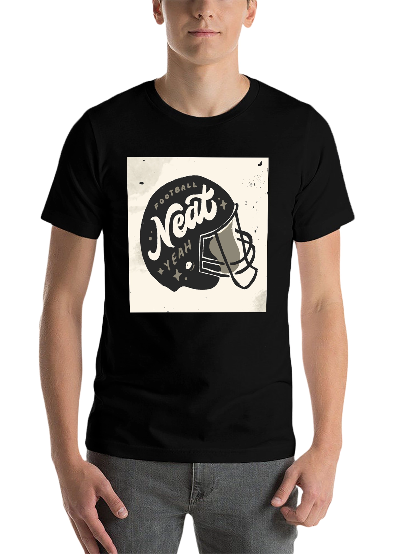 Black Football Neat Yeah Graphic T-Shirt - Sport Casual Tee view 7