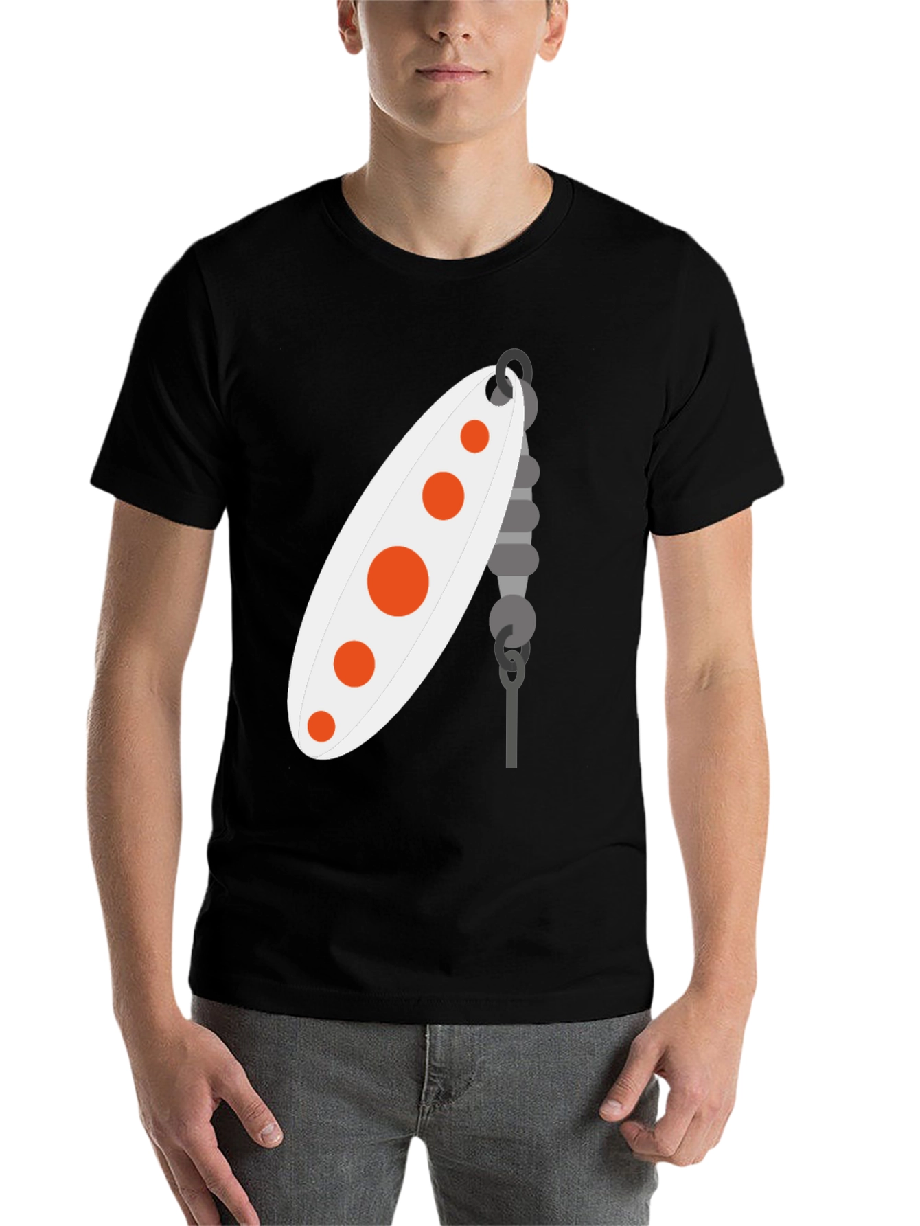 Black Fishing Lure Graphic Tee - Black Cotton T-Shirt view 7