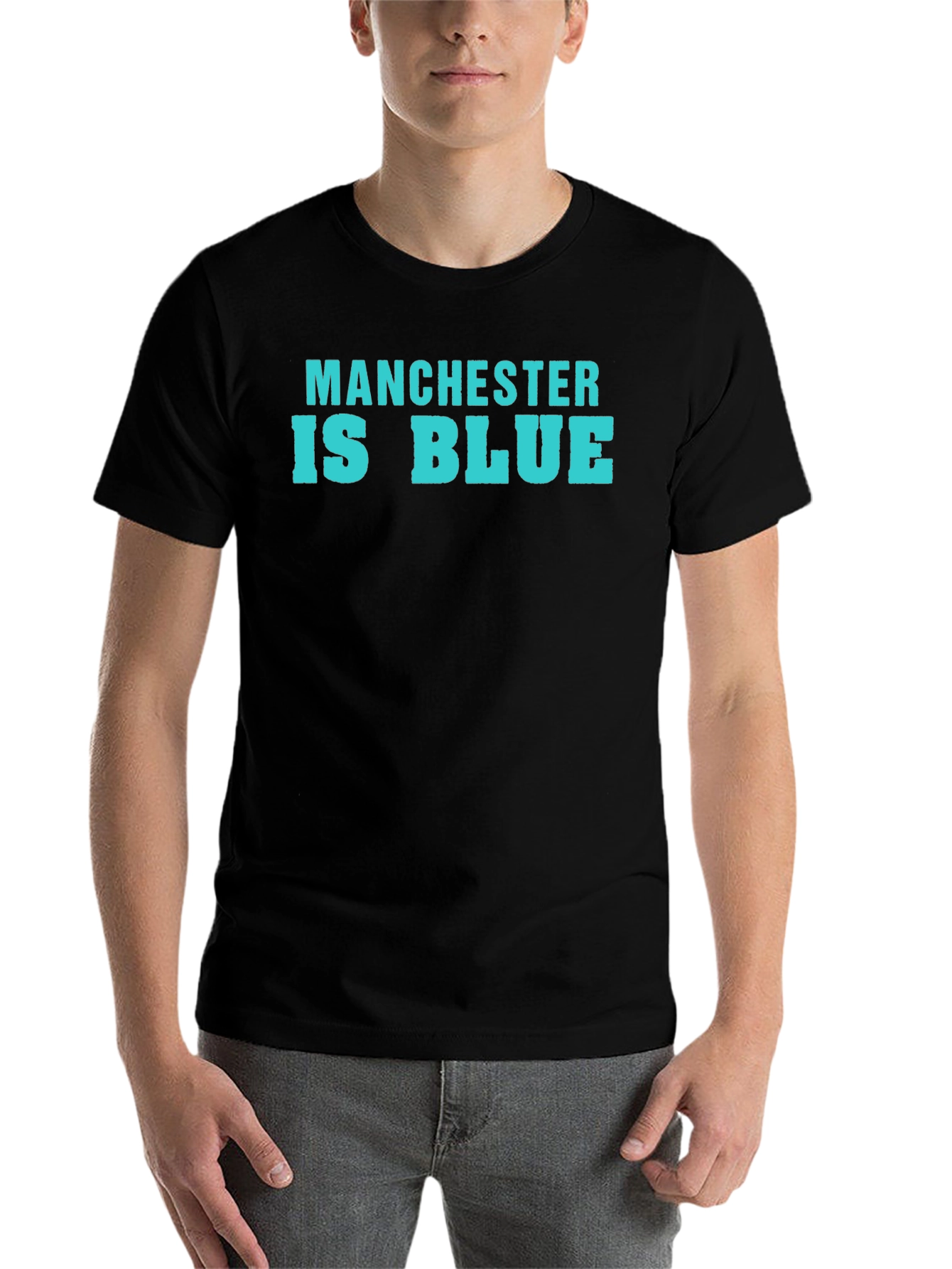 Black Manchester Is Blue T-Shirt view 7