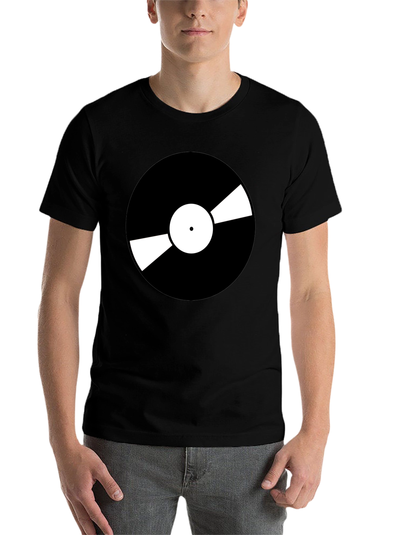 Black Retro Vinyl Record Graphic T-Shirt - Cool Music Lover Tee view 7