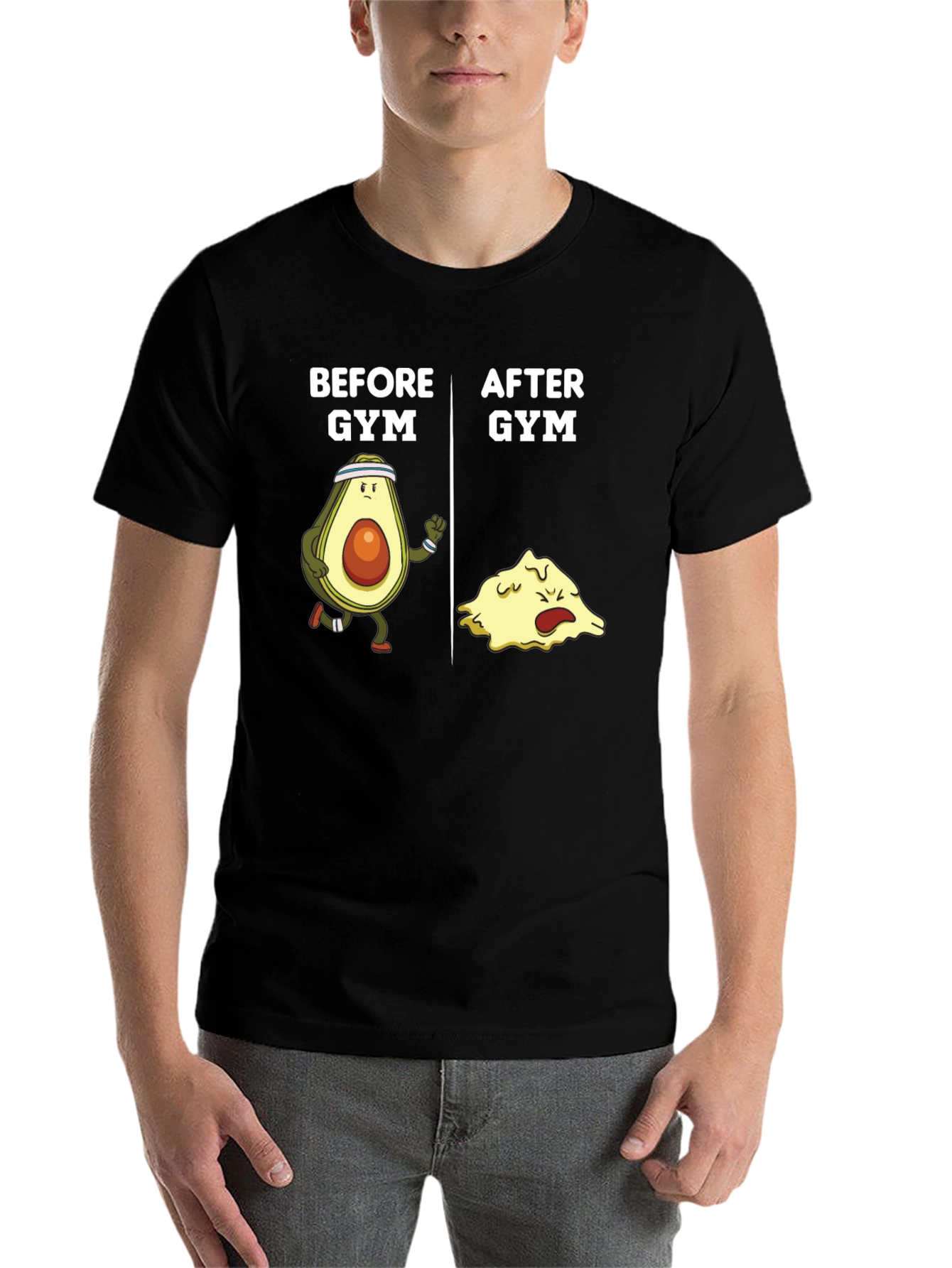 Black Funny Gym Avocado Black T-Shirt view 7