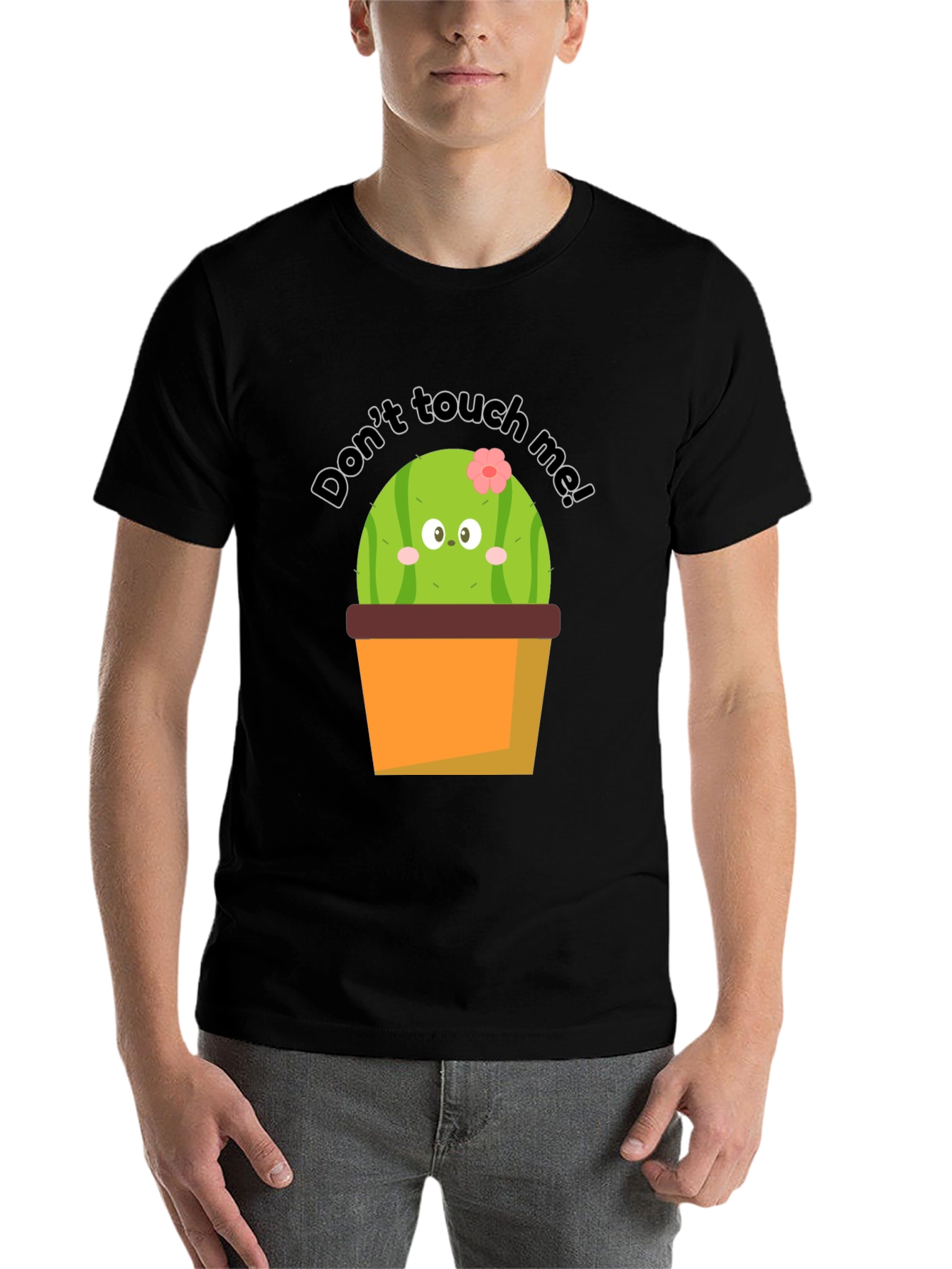 Black Cute Cactus Graphic Tee - Don't Touch Me! view 7