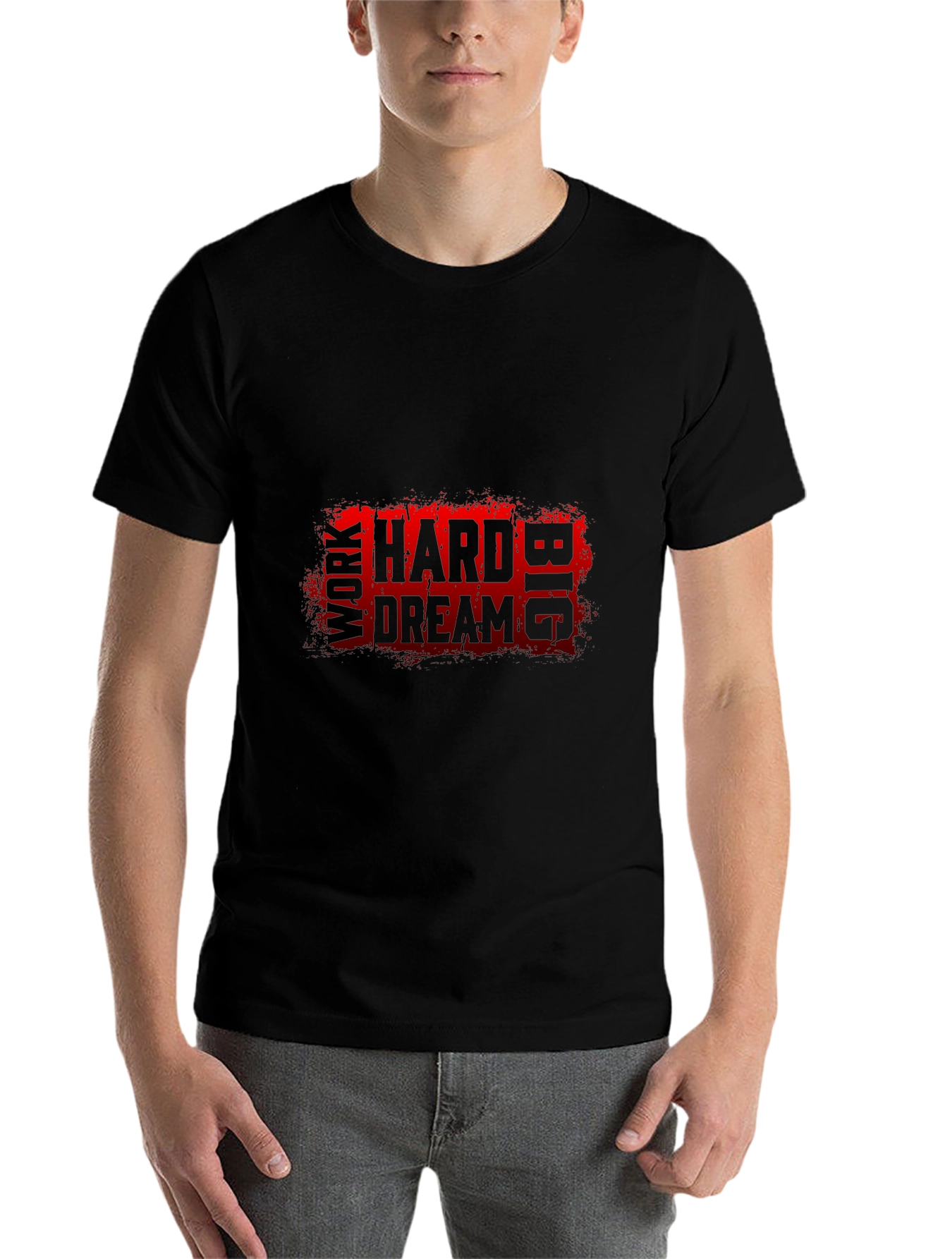 Black Work Hard Dream Big Graphic Black T-Shirt view 7
