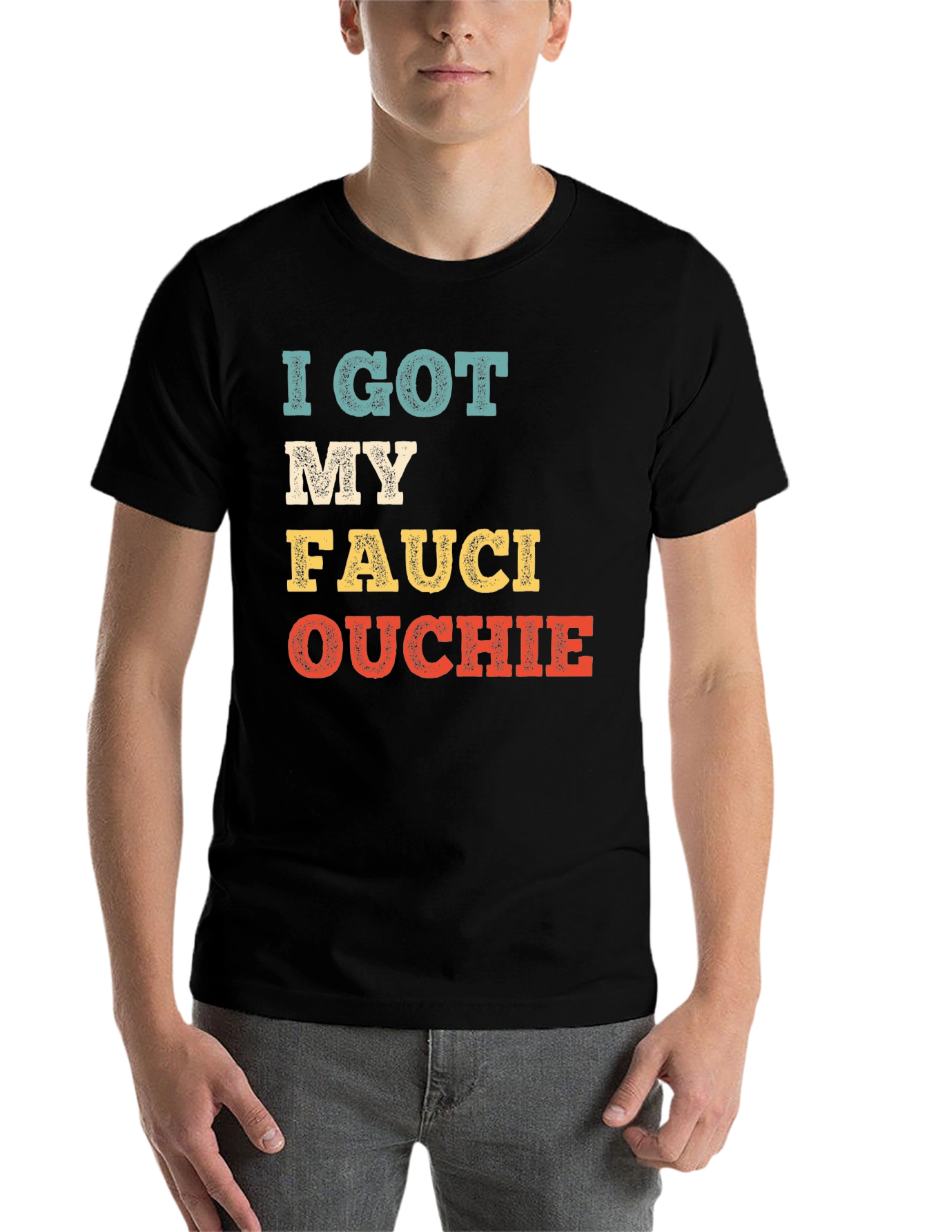 Black I Got My Fauci Ouchie T-Shirt view 7
