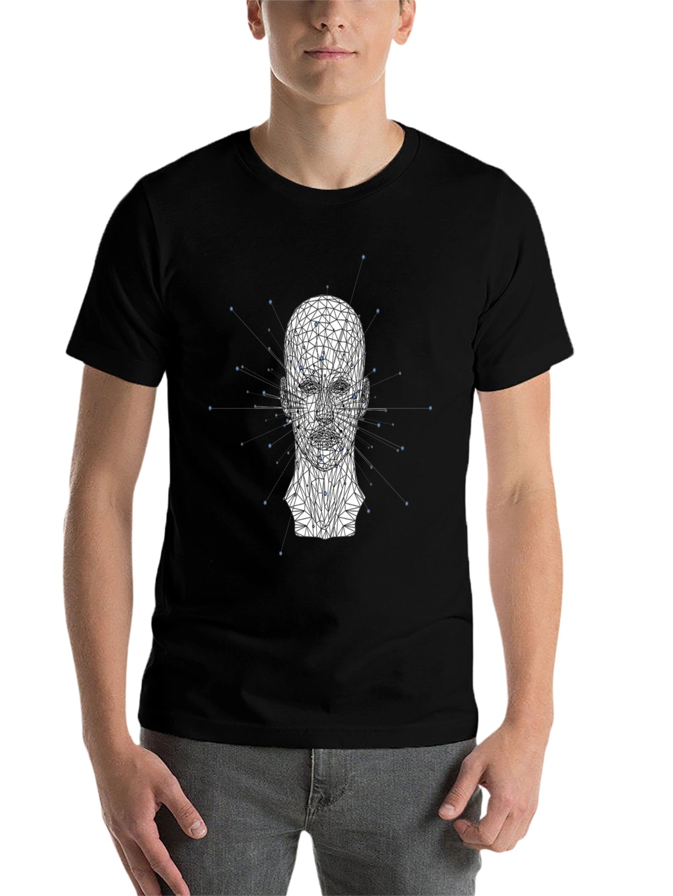 Black Geometric Head T-Shirt - Modern Style view 7