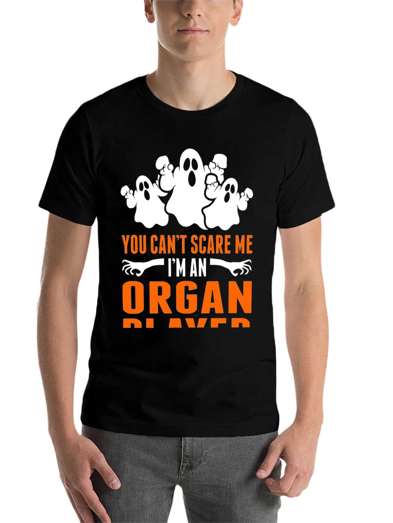 Black Funny Organ Player Halloween T-Shirt  view 7