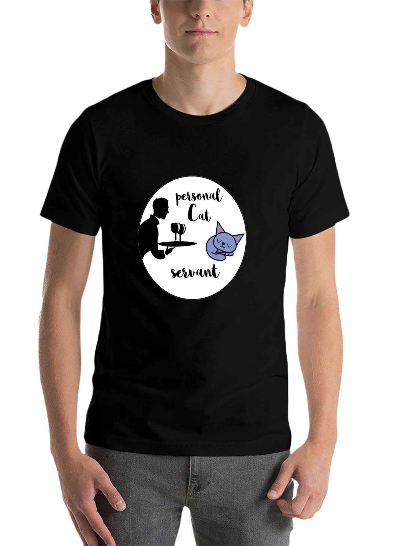 Black Personal Cat Servant Graphic Tee view 7
