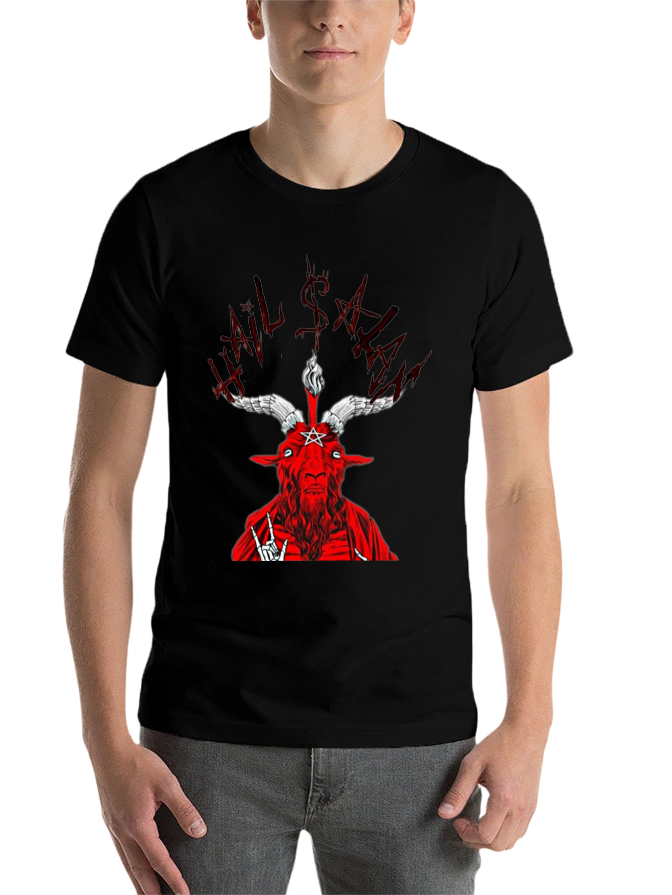 Hail Satan Graphic Tee - Black T-Shirt - 7