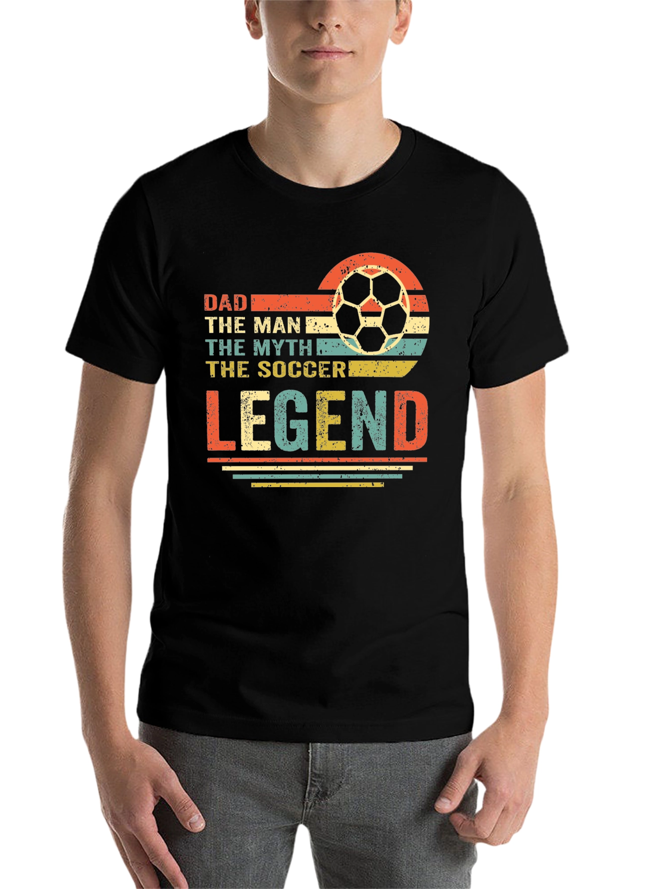 Black Dad Soccer Legend T-Shirt view 7