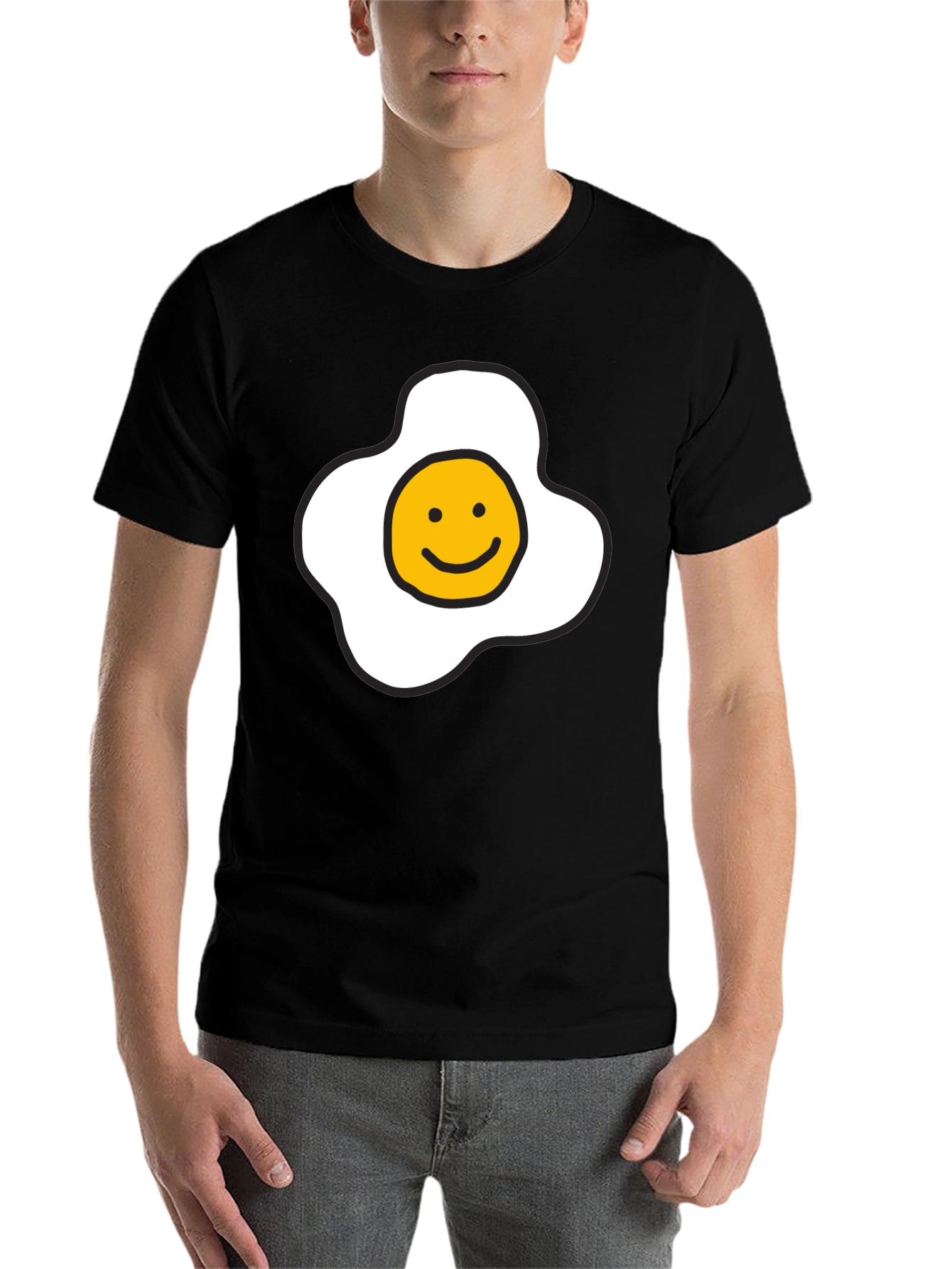 Black Sunny Side Up Smiley Face T-Shirt - Black view 7