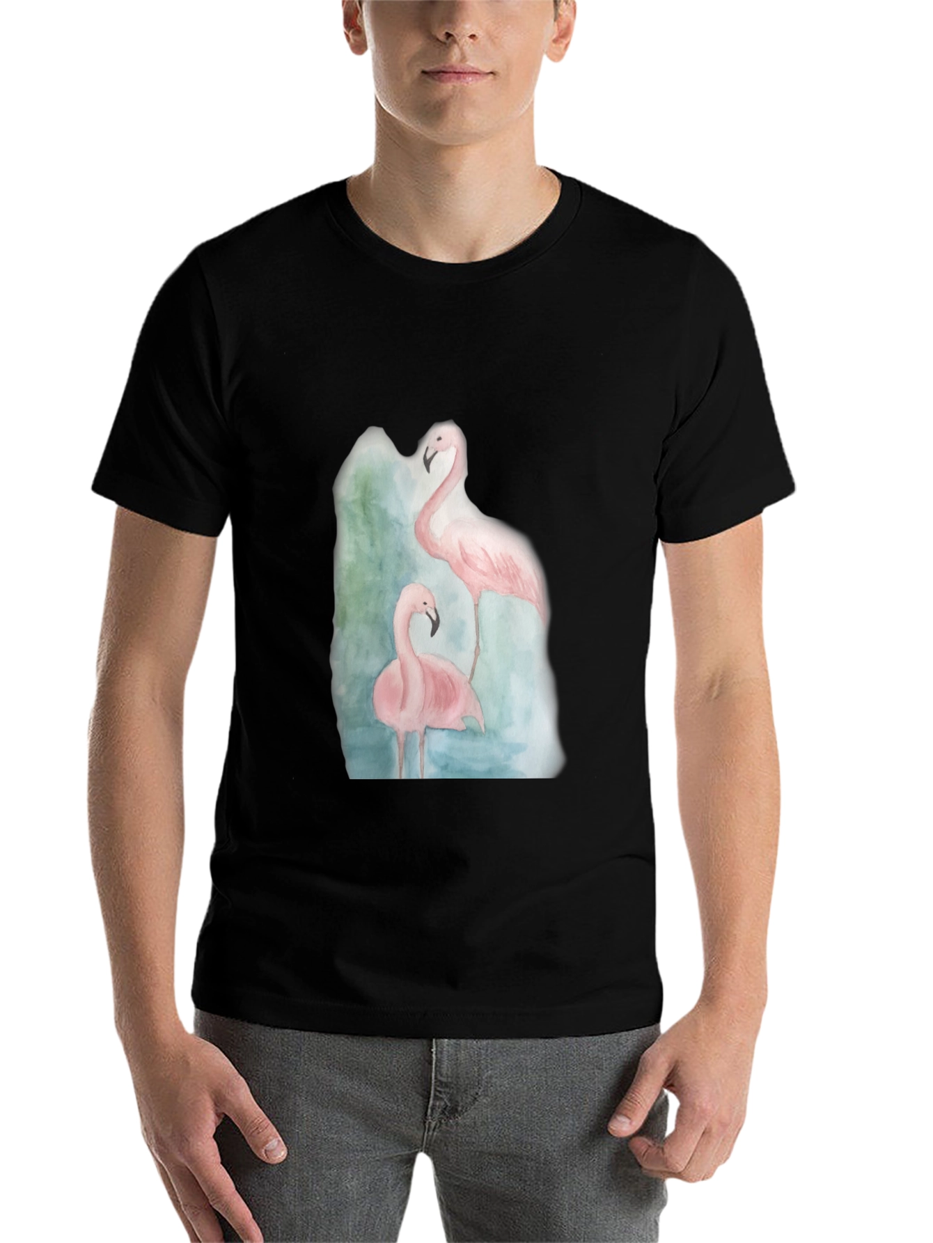 Black Flamingo Graphic Tee - Black Cotton Casual Shirt view 7