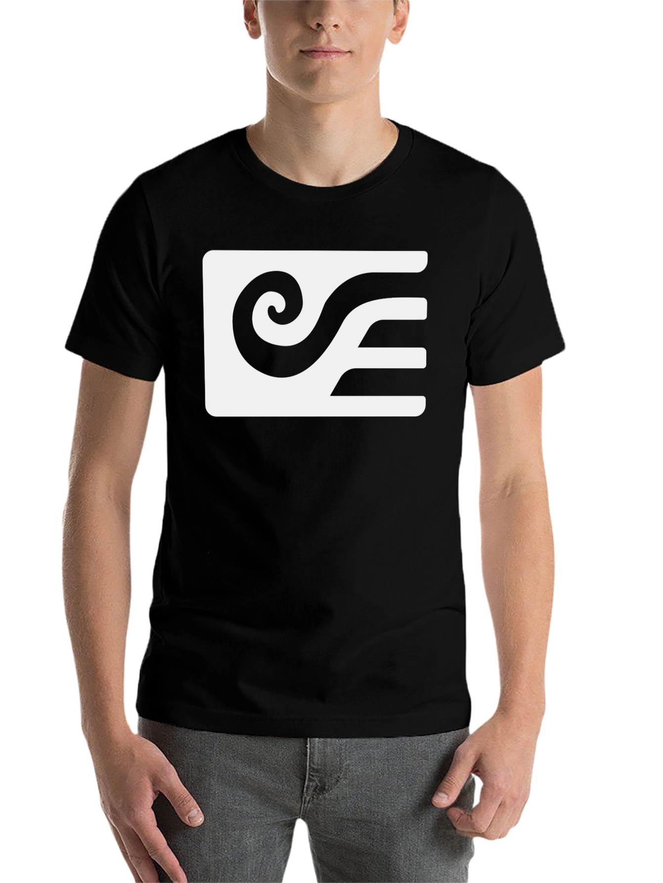 Black Modern Abstract Graphic T-Shirt - Black view 7