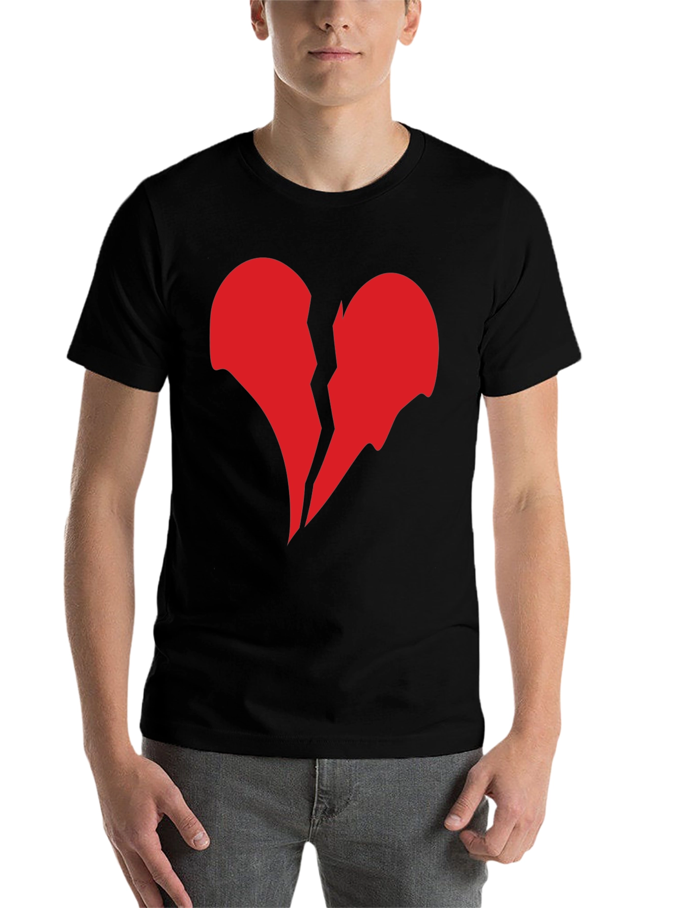 Black Broken Heart Graphic Black T-Shirt view 7
