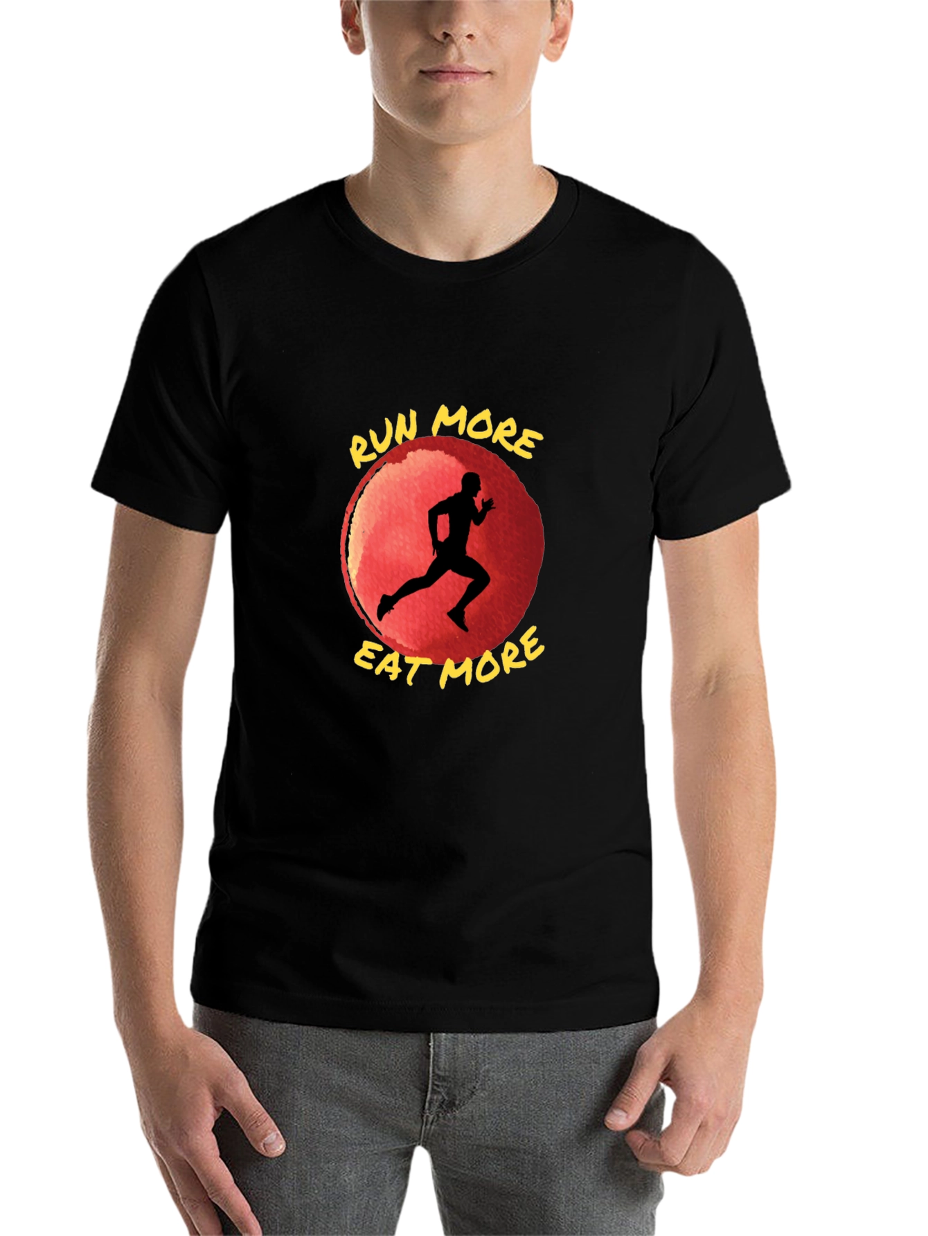Black Run More Eat More T-Shirt: Motivational Fitness Tee view 7
