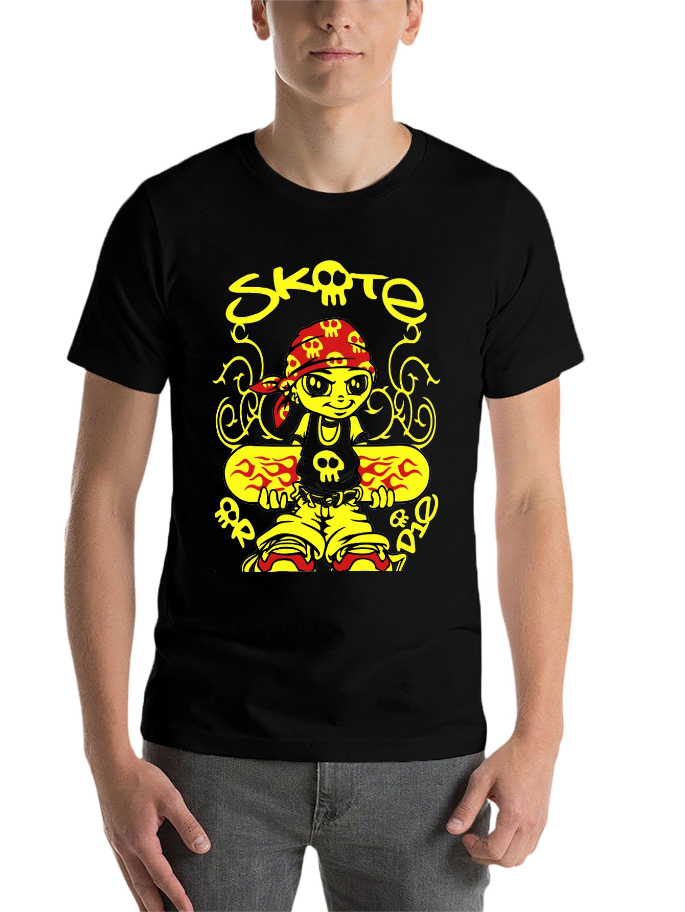Black Skate or Die Cartoon Graphic T-Shirt view 7