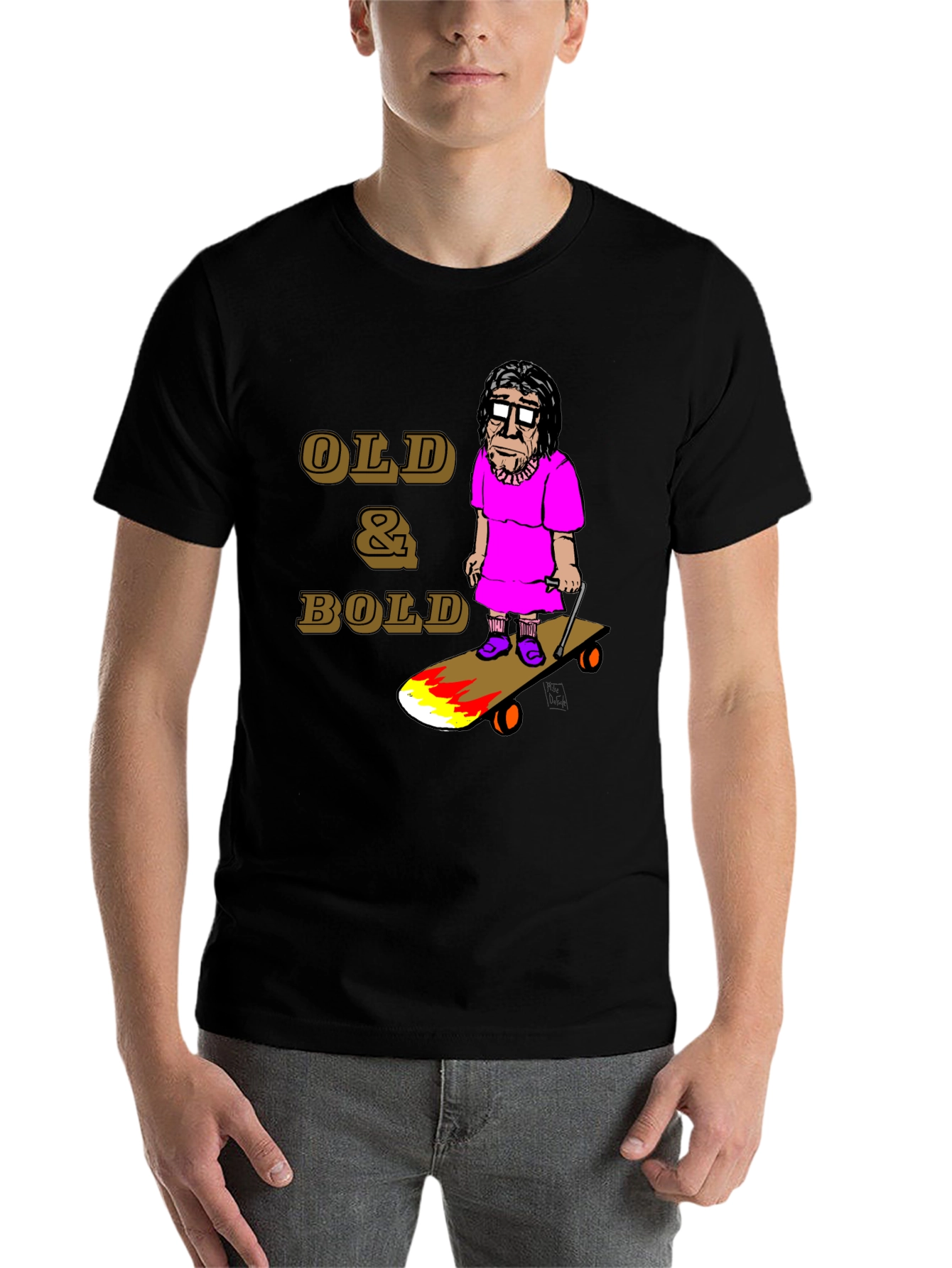 Black Old & Bold Skateboarder T-Shirt view 7