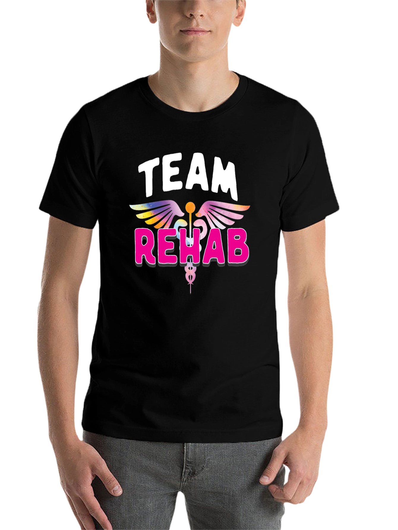 Black Team Rehab T-Shirt - Physical Therapy Tee view 7