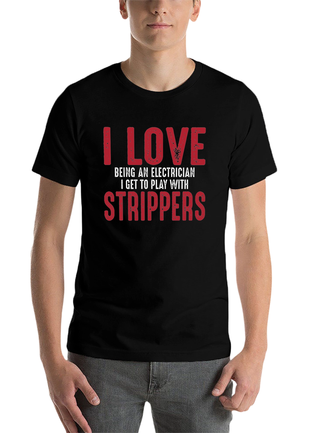 Black Electrician Strippers T-Shirt Funny Joke view 7