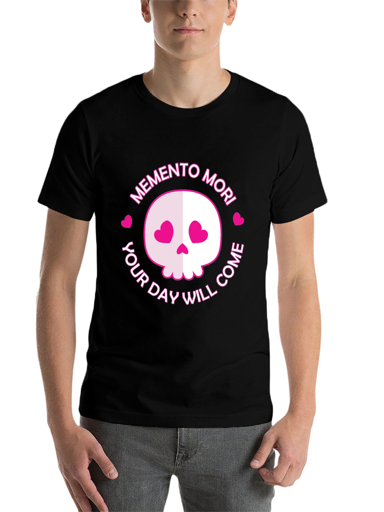Black Memento Mori Skull Graphic Tee - Black view 7