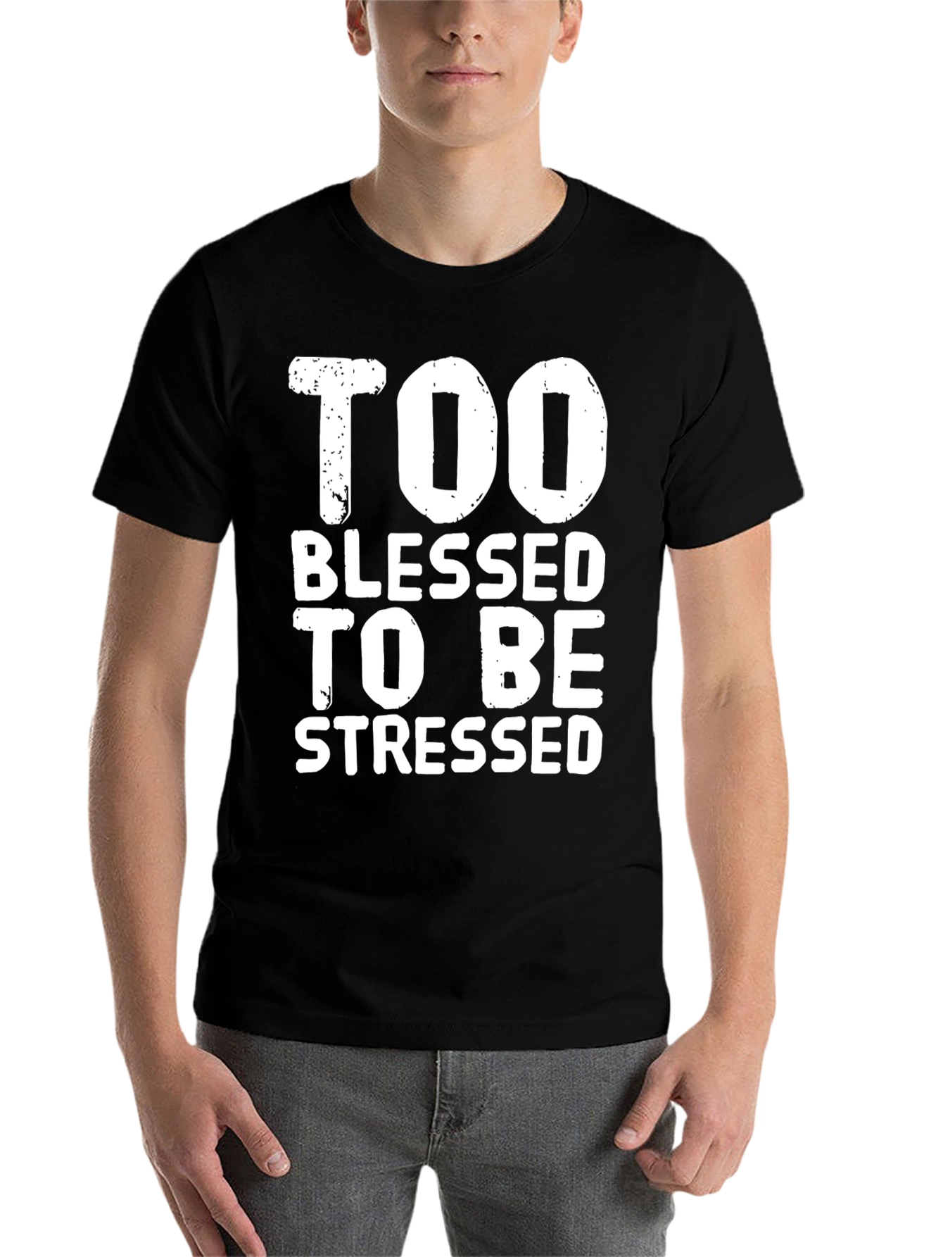Black Too Blessed to be Stressed Graphic T-Shirt view 7