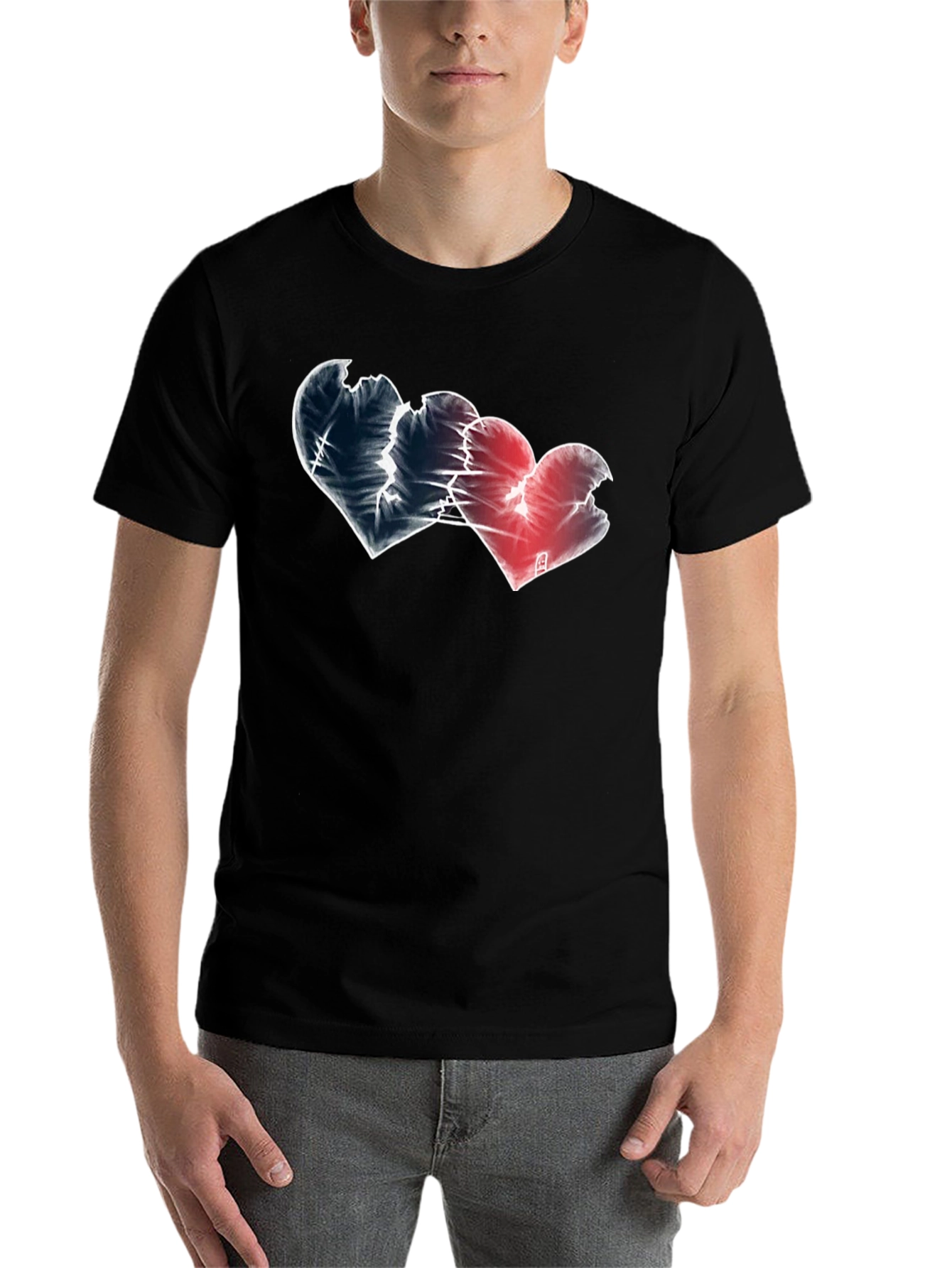 Black Broken Hearts Graphic Tee - Black view 7