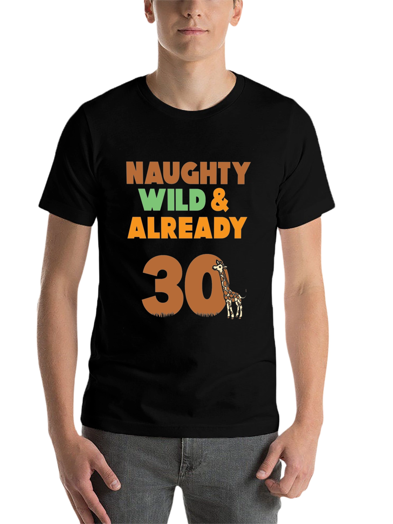 Black Naughty Wild & Already 30 Giraffe T-Shirt view 7