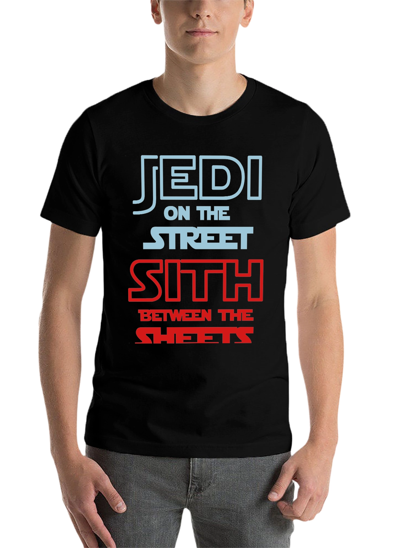 Black Jedi on the Street Sith in the Sheets T-Shirt view 7