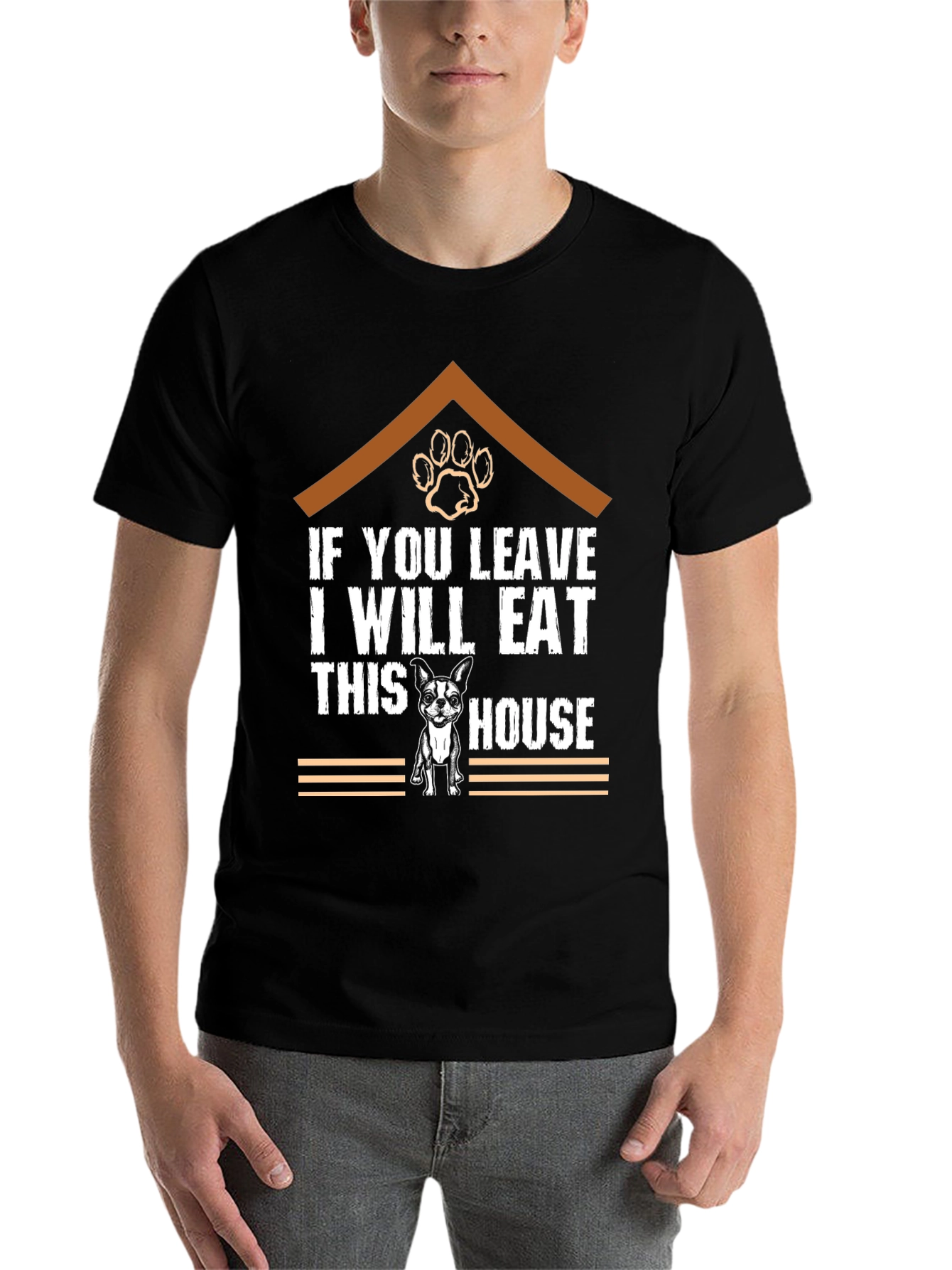 Black Funny Dog Eat House T-Shirt view 7