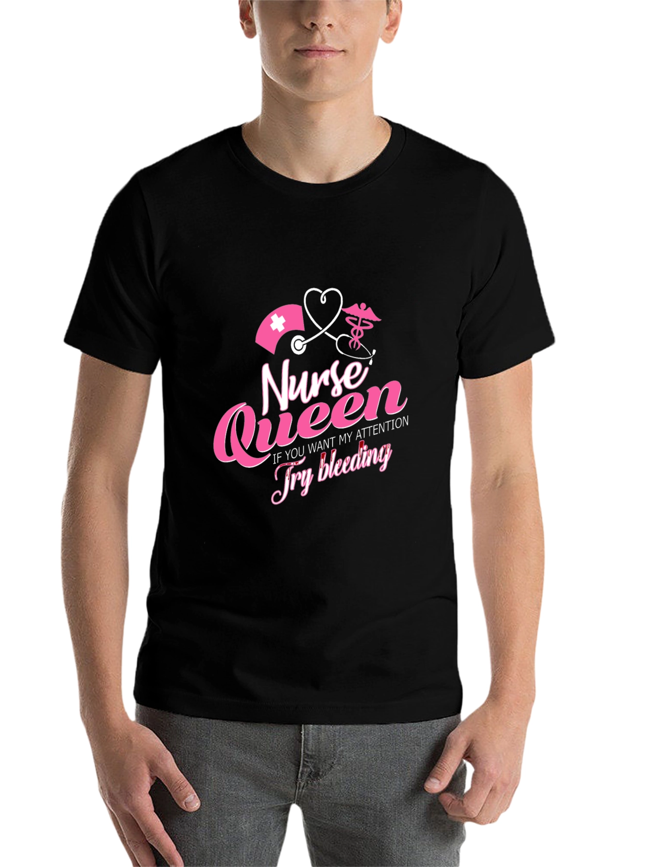 Black Nurse Queen Funny Graphic T-Shirt view 7