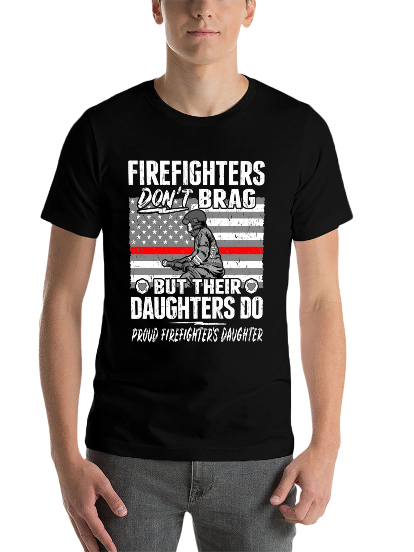 Black Firefighters Daughter Graphic Tee view 7