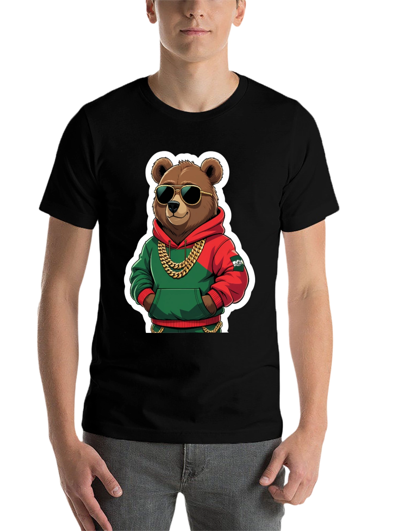 Black Cool Bear T-Shirt - Hip Hop Style view 7
