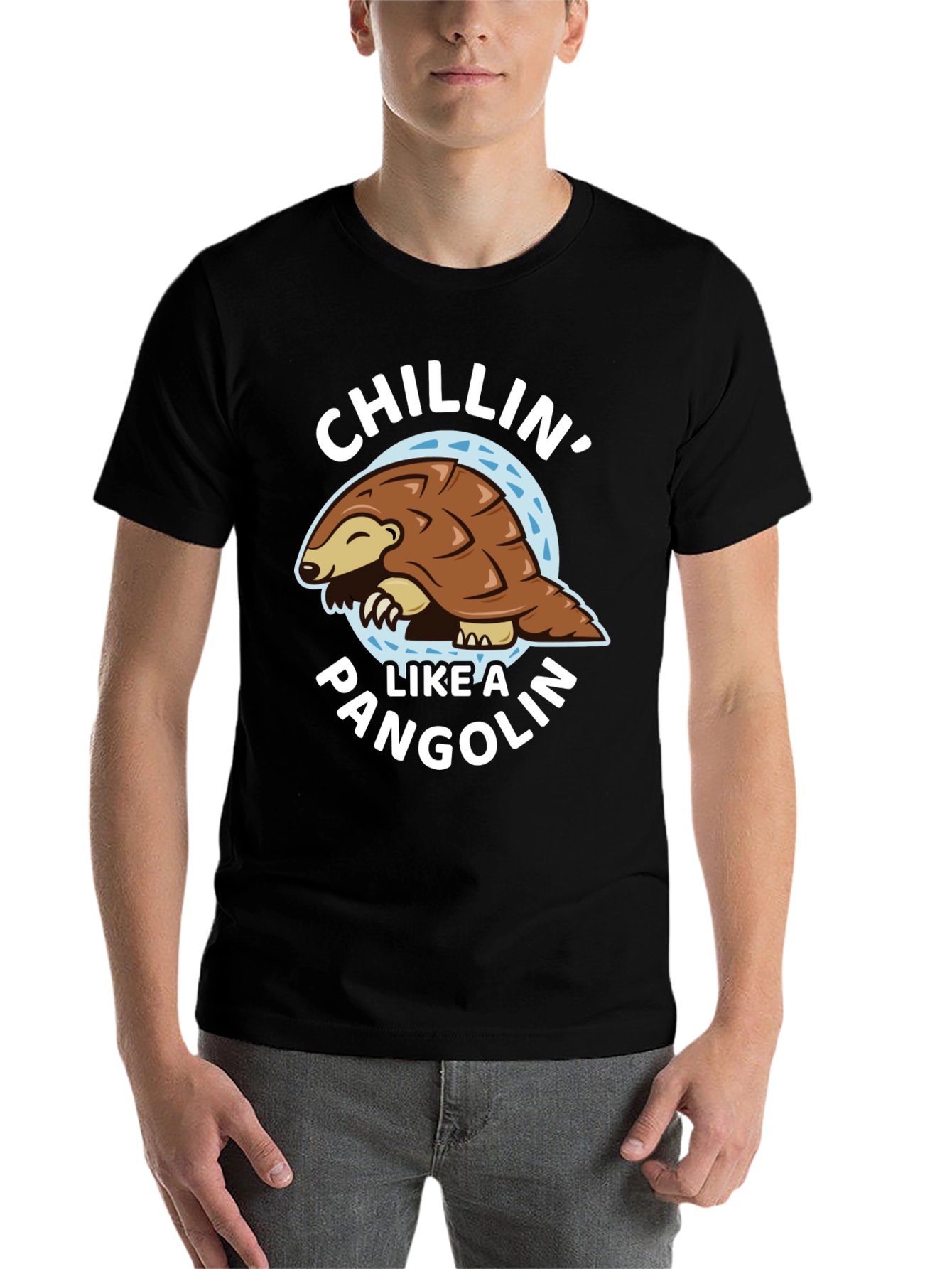 Black Chillin' Like a Pangolin Black T-Shirt view 7
