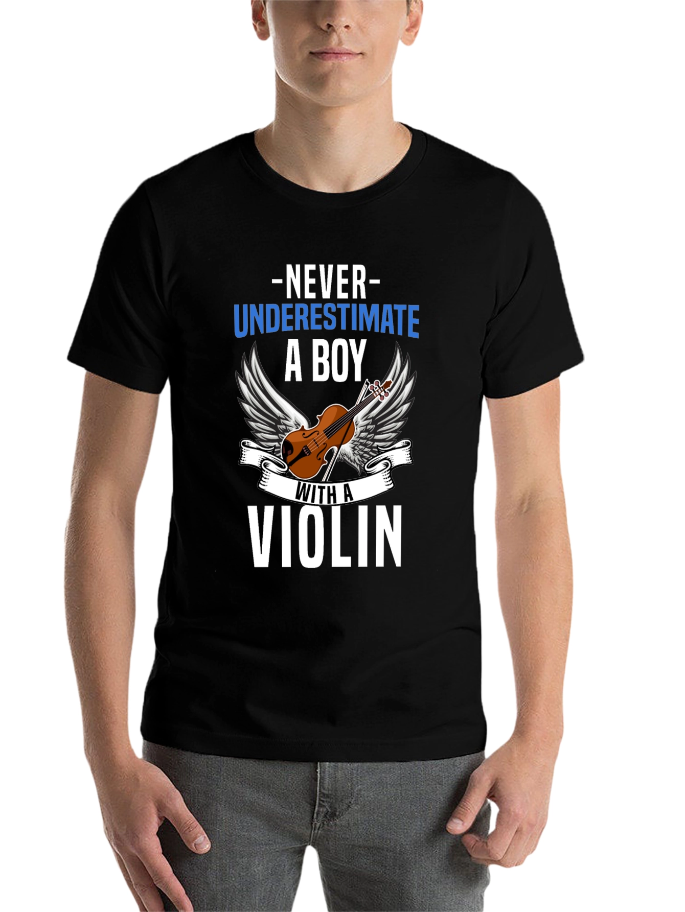 Black Never Underestimate a Boy With a Violin T-Shirt view 7