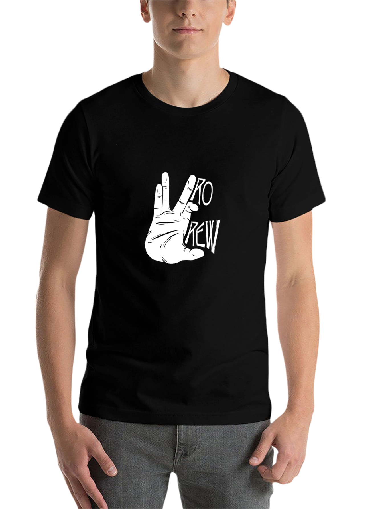 Black Pro Crew Hand Sign Black T-Shirt view 7