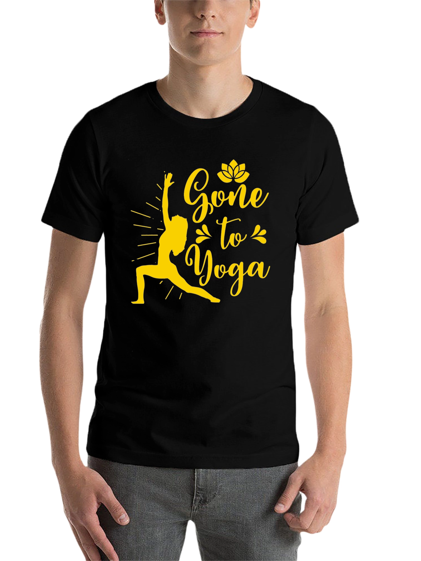 Black Gone to Yoga Graphic Tee - Men's Black Cotton T-Shirt view 7