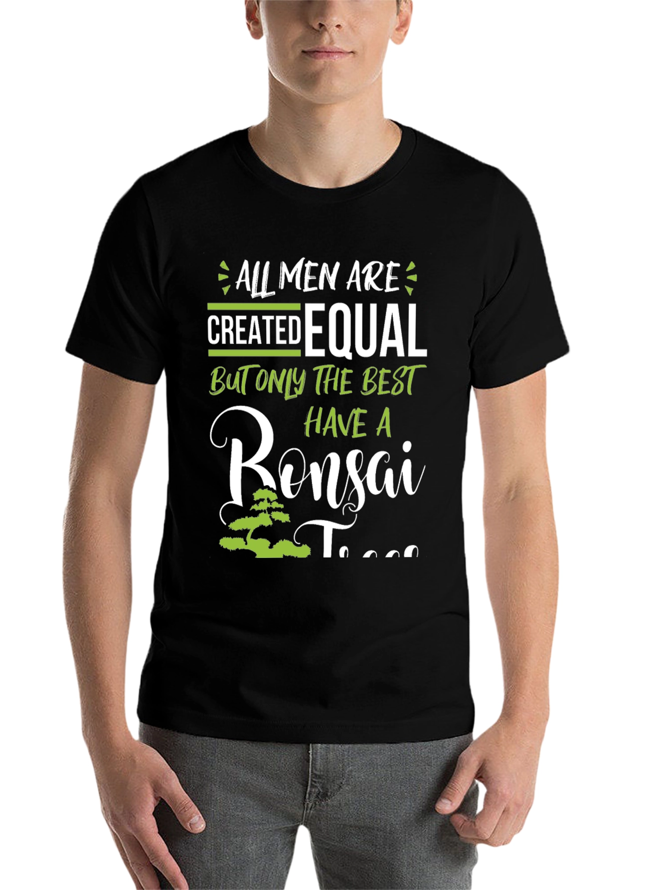Black Bonsai Tree T-Shirt - All Men Are Created Equal view 7