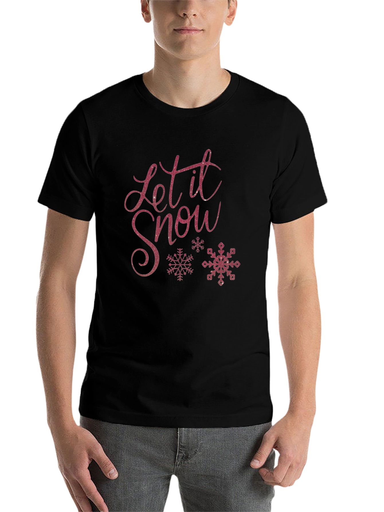 Black Let it Snow Holiday Graphic Tee view 7