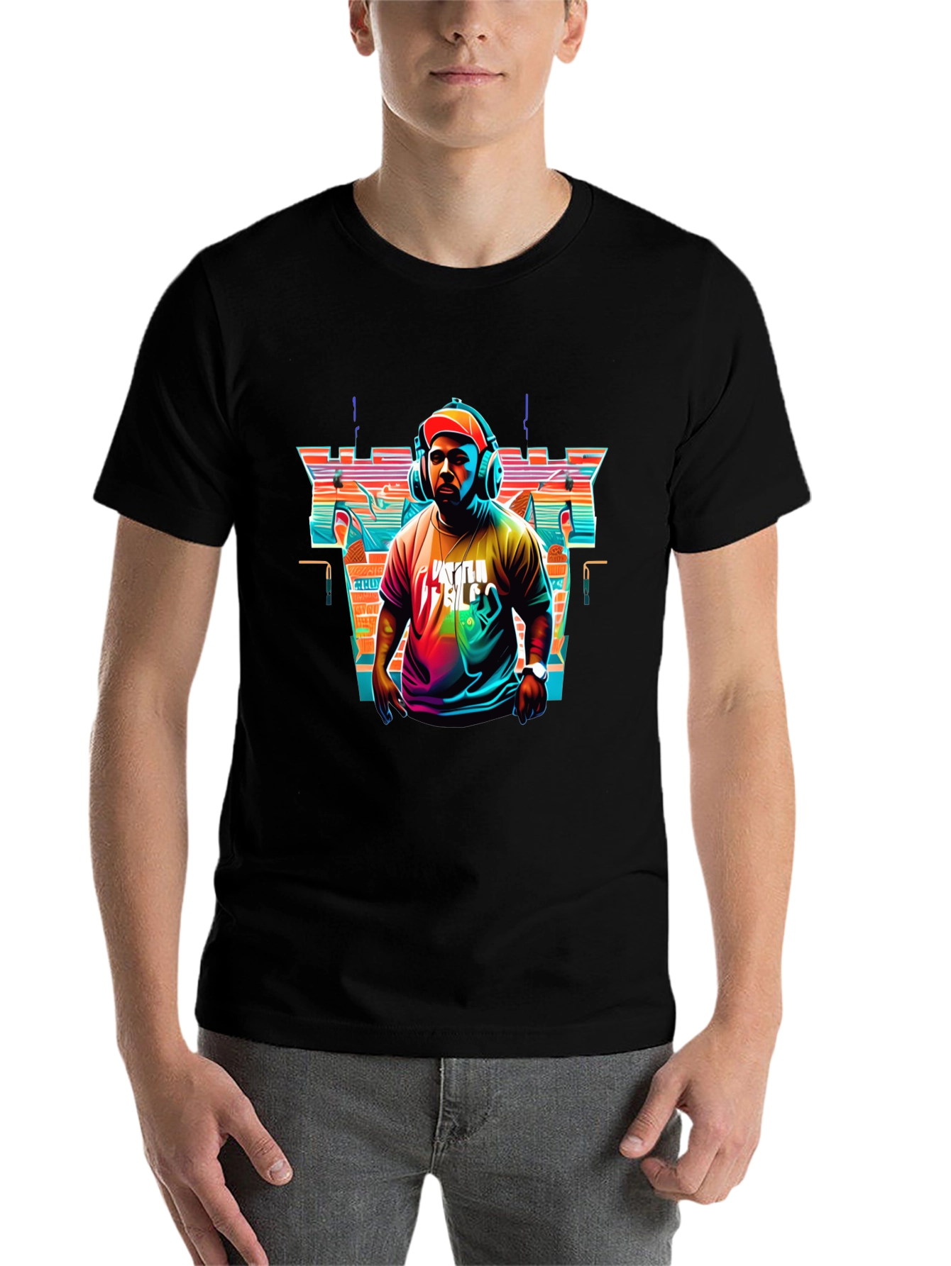 Black Retro DJ Graphic Tee - Stylish Music Lover T-Shirt view 7